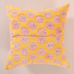 Yellow Tree Print Canvas Fabric Cushion Cover - Image 4