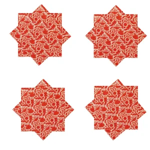 16" Cotton Napkins Wedding Table Top Red Bird Print - Image 4