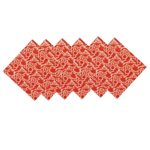 16" Cotton Napkins Wedding Table Top Red Bird Print - Image 5