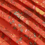 16" Orange Floral Printed Cotton Fabric Napkins - Image 10