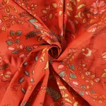 16" Orange Floral Printed Cotton Fabric Napkins - Image 12