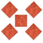 16" Orange Floral Printed Cotton Fabric Napkins - Image 2
