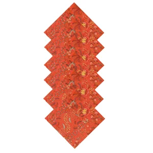 16" Orange Floral Printed Cotton Fabric Napkins - Image 6