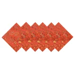 16" Orange Floral Printed Cotton Fabric Napkins - Image 7