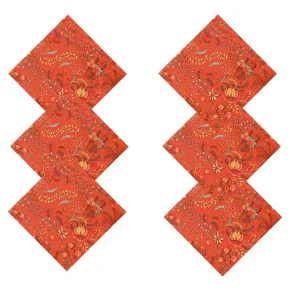 16" Orange Floral Printed Cotton Fabric Napkins - Image 8