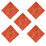 16" Orange Floral Printed Cotton Fabric Napkins