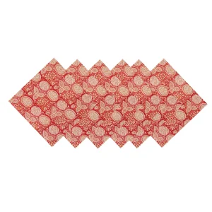 20" Square Red Floral & Paisley Printed Napkins - Image 4