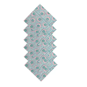 20" Teal Blue Dinner Fabric Napkins Floral Print - Image 4