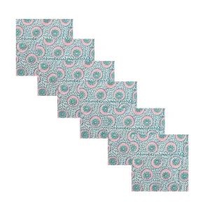 20" Teal Blue Dinner Fabric Napkins Floral Print - Image 7