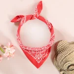 20"x20" Inch Retro Paisley Scarf Women Red Bandana - Image 5