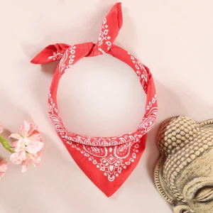 20"x20" Inch Retro Paisley Scarf Women Red Bandana - Image 5
