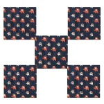 24 PC Set Blue Elephant Hand Block Print Cotton Napkins