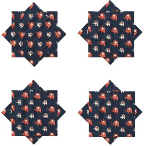 24 PC Set Blue Elephant Hand Block Print Cotton Napkins - Image 5