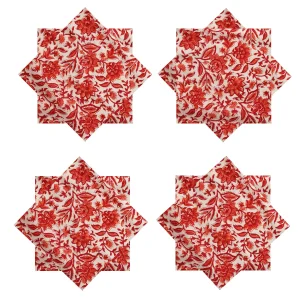 48 pcs Beige Floral Print 16"x16" Table Napkins - Image 3