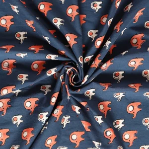 5 Yard Blue Elephant Print Cotton Fabric Craft Making - Image 3