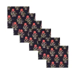 Beautiful Black Red Floral Print Dinner Napkins Set of 48 Pcs - Image 3