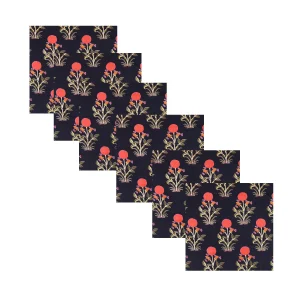 Beautiful Black Red Floral Print Dinner Napkins Set of 48 Pcs - Image 3