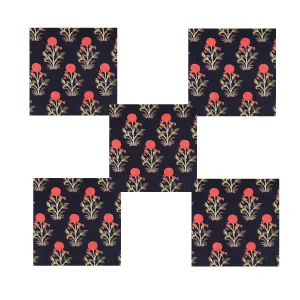 Beautiful Black Red Floral Print Dinner Napkins Set of 48 Pcs - Image 4