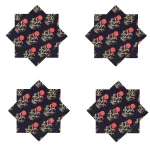Beautiful Black Red Floral Print Dinner Napkins Set of 48 Pcs - Image 5