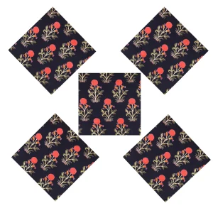 Beautiful Black Red Floral Print Dinner Napkins Set of 48 Pcs - Image 6