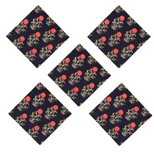 Beautiful Black Red Floral Print Dinner Napkins Set of 48 Pcs - Image 2