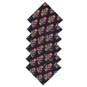 Beautiful Black Red Floral Print Dinner Napkins Set of 48 Pcs - Image 7