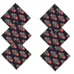 Beautiful Black Red Floral Print Dinner Napkins Set of 48 Pcs