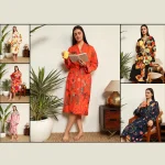 Beautiful Floral printed Cotton Kimono Night Wear Bath Robe Dress For Women's