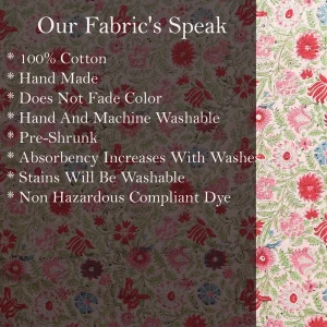Beautiful White & Multicolor Floral Hand Block Print Fabric - Image 6