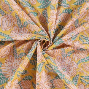 Beautiful Yellow Floral Print Cotton Fabric - Image 4