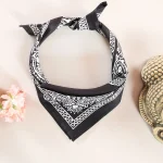 Black Paisley Bandana Cotton Head Wrap Bandana Scarf - Image 3