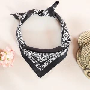 Black Paisley Bandana Cotton Head Wrap Bandana Scarf - Image 3