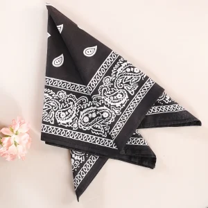 Black Paisley Bandana Cotton Head Wrap Bandana Scarf - Image 4