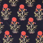 Blue Floral Hand Block Print Cotton Fabric