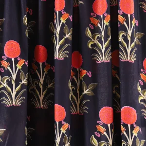 Blue Floral Hand Block Print Cotton Fabric - Image 3