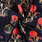 Blue Floral Hand Block Print Cotton Fabric - Image 4