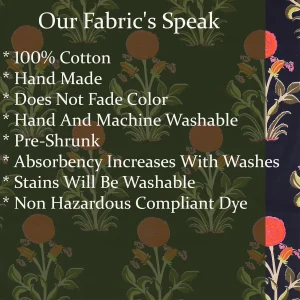 Blue Floral Hand Block Print Cotton Fabric - Image 6