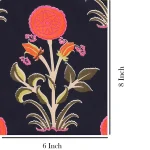 Blue Floral Hand Block Print Cotton Fabric - Image 5