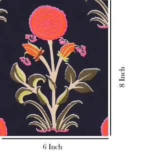 Blue Floral Hand Block Print Cotton Fabric - Image 5