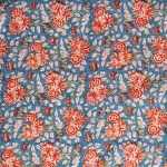 Blue Floral Hand Block Print Cotton Fabric