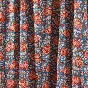 Blue Floral Hand Block Print Cotton Fabric - Image 4