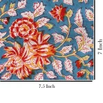 Blue Floral Hand Block Print Cotton Fabric - Image 5