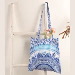 Blue Ombre Mandala Print Eco-Friendly Shopping Bag - Image 2