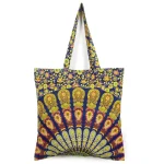 Blue Peacock Mandala Print Tote Bag
