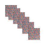 Blue Red Flocking Table Napkins Block Print Serviettes - Image 2