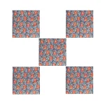 Blue Red Flocking Table Napkins Block Print Serviettes - Image 3
