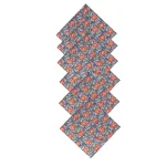 Blue Red Flocking Table Napkins Block Print Serviettes - Image 5