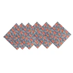 Blue Red Flocking Table Napkins Block Print Serviettes - Image 6