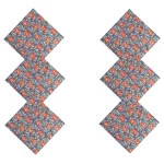 Blue Red Flocking Table Napkins Block Print Serviettes