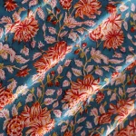 Blue Red Flocking Table Napkins Block Print Serviettes - Image 9